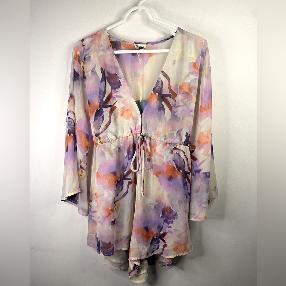Show Me Your MuMu Romper Shorts V Neck Floral Size Small - Picture 1 of 15